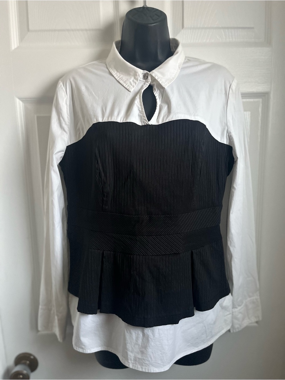 Vintage San Francisco 2-in-1 Corset Blouse Top Large 13 Pleated Bustier Y2K Goth